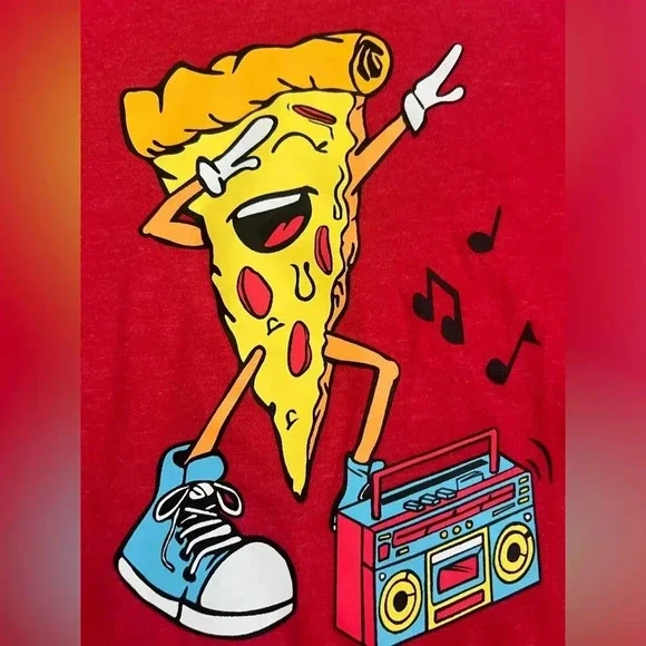 NWT new cat & jack boys large 10-12 dancing pizza tee shirt target graphic tee - Picture 2 of 8